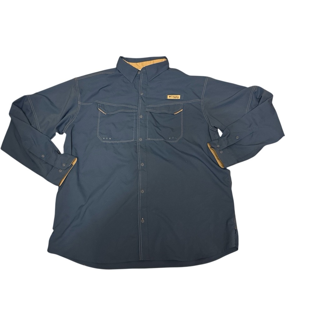 Columbia Blue Performance Fiahing Button Down Shirt with Relaxed Fit